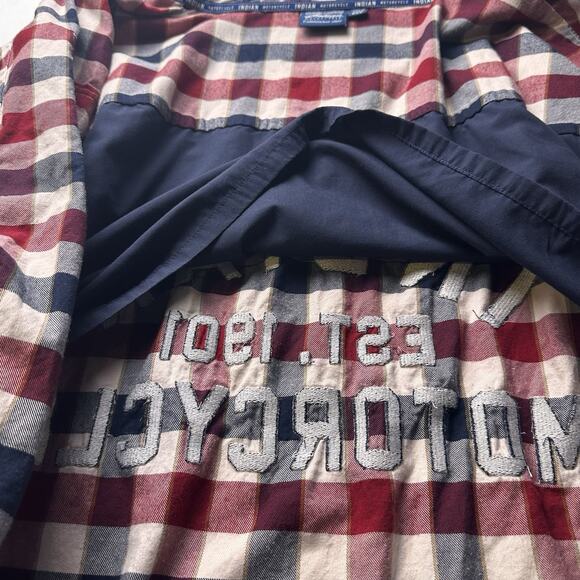 Indian Motorcycle Flannel Shirt 3XL Red Plaid Authentic Excellent - Picture 16 of 16